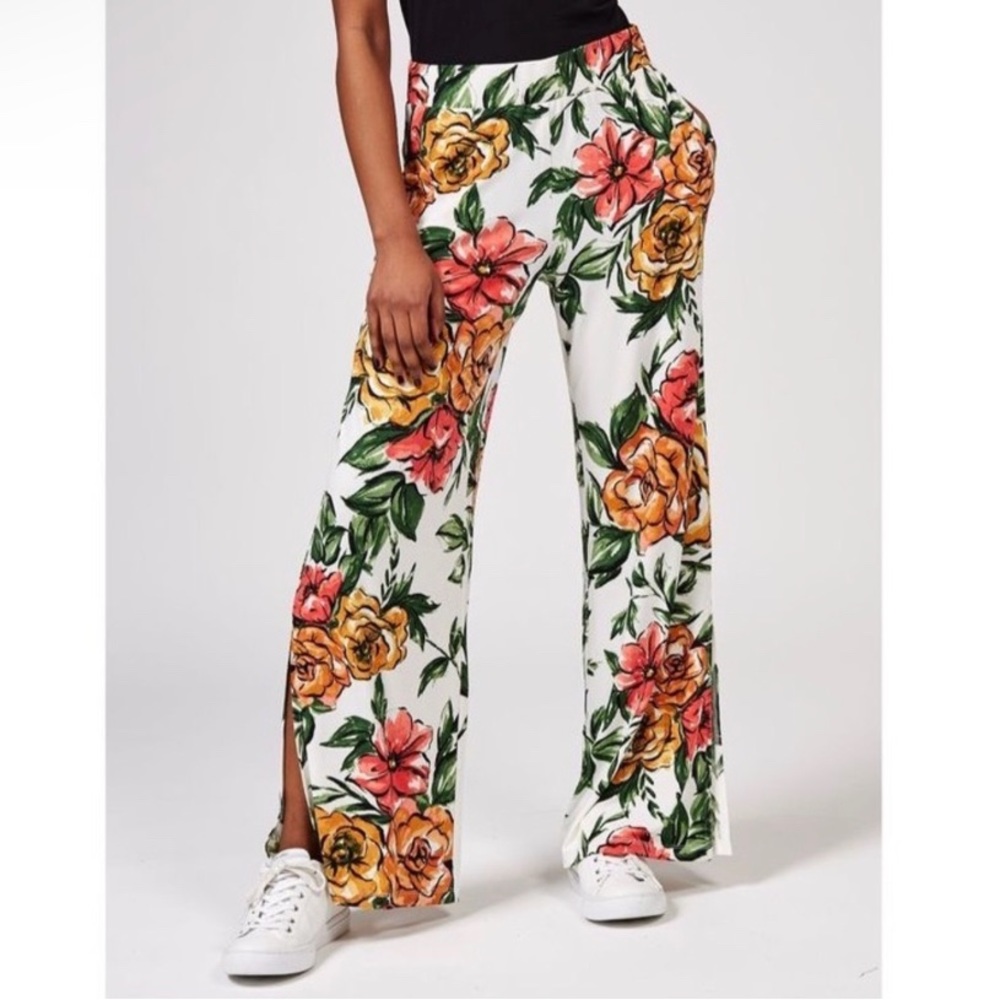 Nina Leonard Size 1X Printed Floral Palazzo Wide Leg Pants